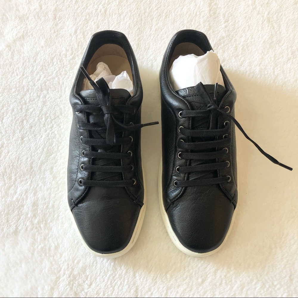 Rag and Bone Kent Black Leather Lace-Up Sneaker